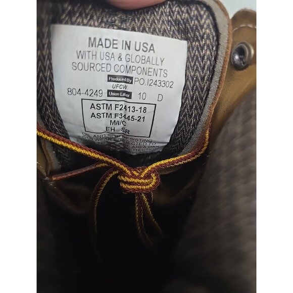 Thorogood Men's 8" Composite Toe Waterproof Work Boot (USA) 804-4249 Brown 10D - Picture 5 of 8